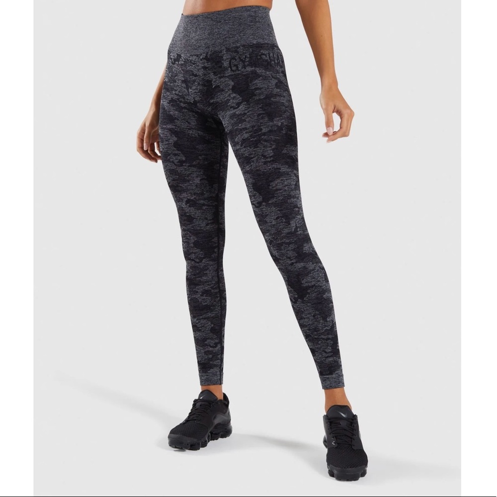 Gymshark Black Camo Print Seamless Leggings